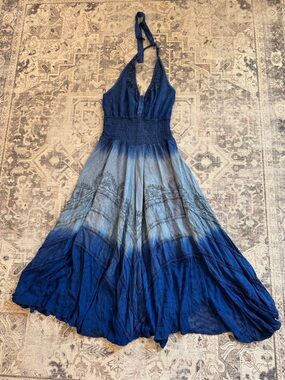 Advance Blue Ombre Halter Neck Maxi Dress, Fairy, One Size Fits Most